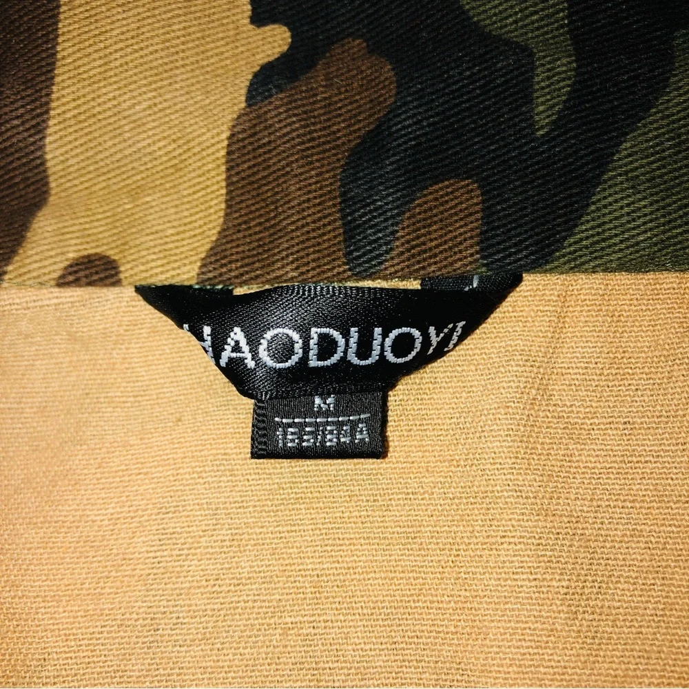 Sz M Asmax Haoduoyi Brown & Green Boho Camo Jacket - Picture 15 of 16